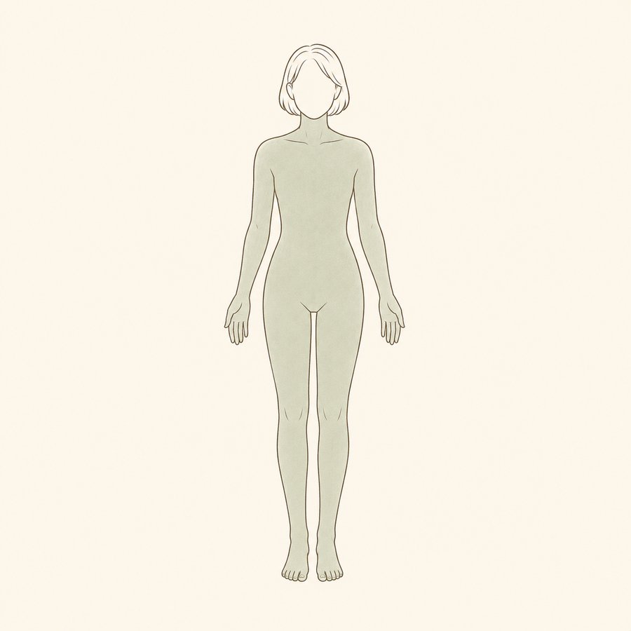 全身に色がついた人体図（45分は全身をひととおり施術）